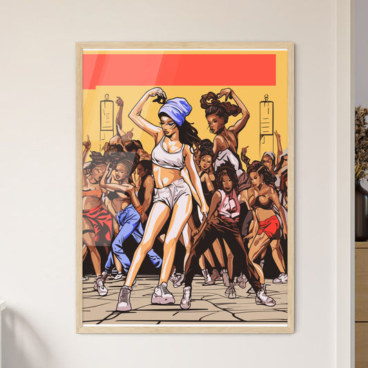 Hip Hop Dance Academy Poster - A Poster Of A Woman Dancing In Front Of A Crowd Of Women Default Title