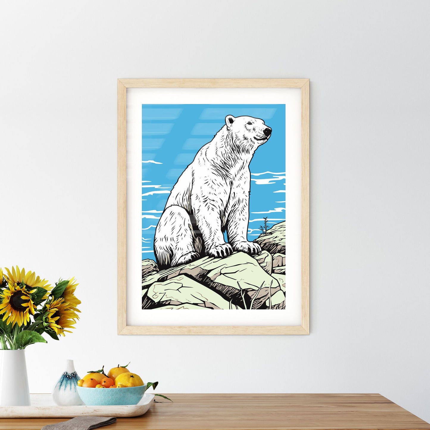 Polar Bear On The Canadian Arctic Tundra - A Polar Bear Sitting On Rocks Default Title