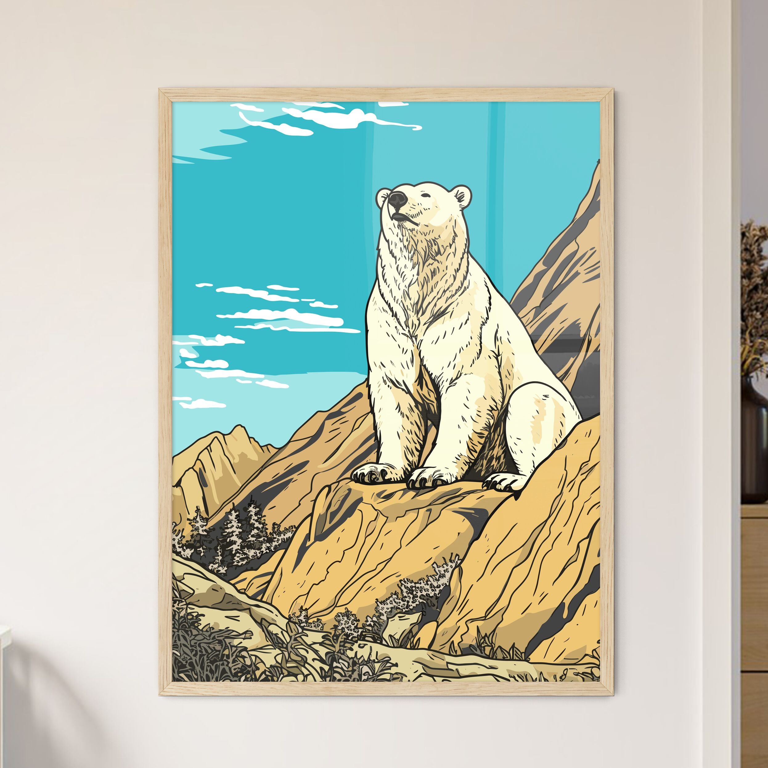 vintage polar bear drawing
