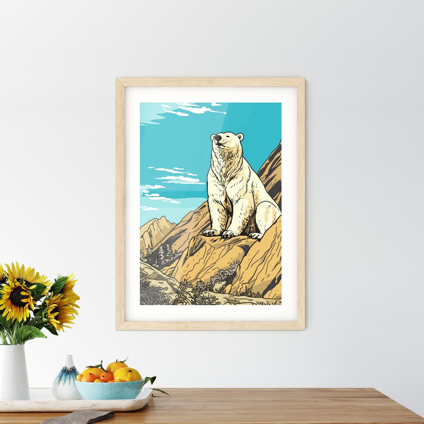 Polar Bear On The Canadian Arctic Tundra - A Cartoon Of A Polar Bear Sitting On A Rock Default Title