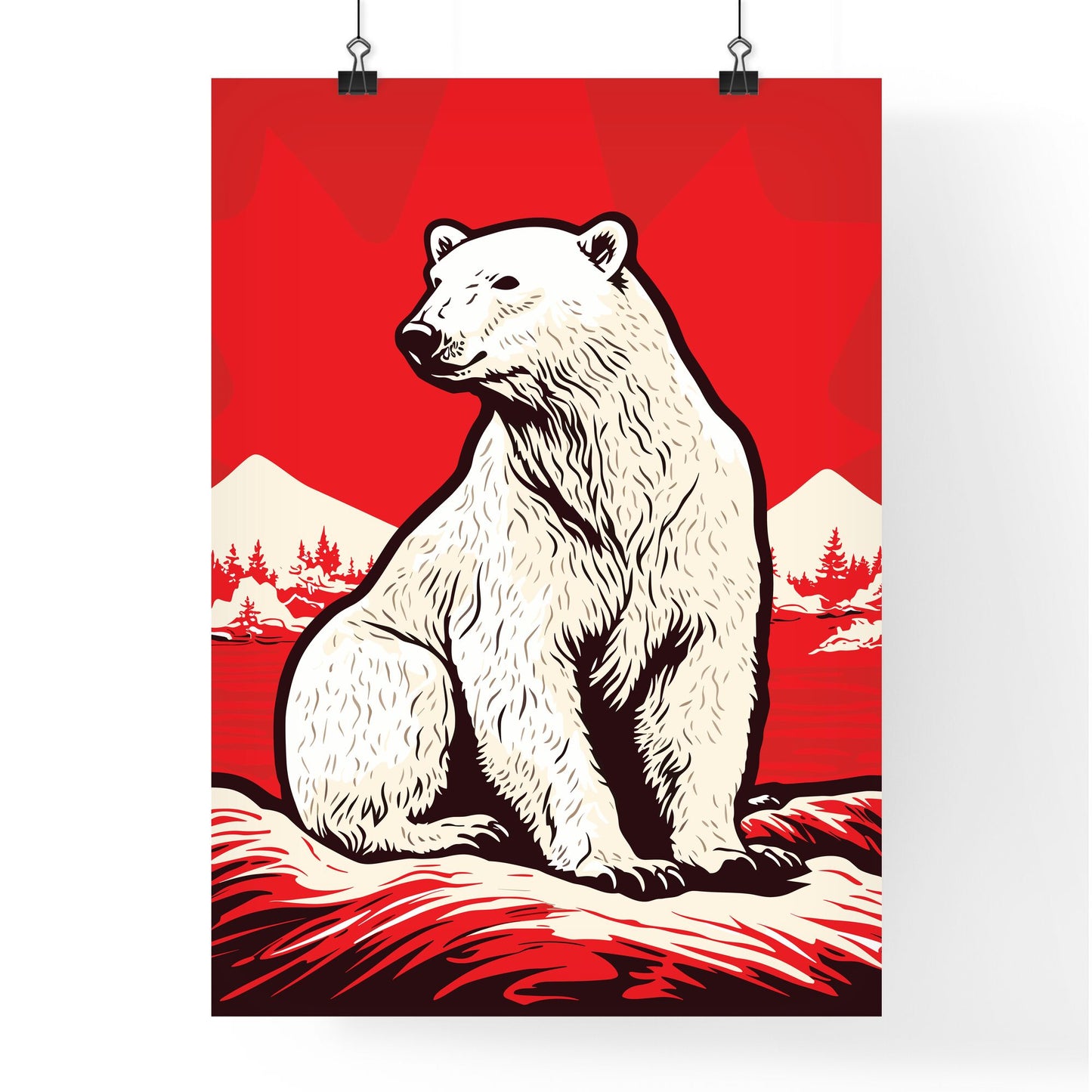 Polar Bear On The Canadian Arctic Tundra - A Polar Bear Sitting On Snow Default Title