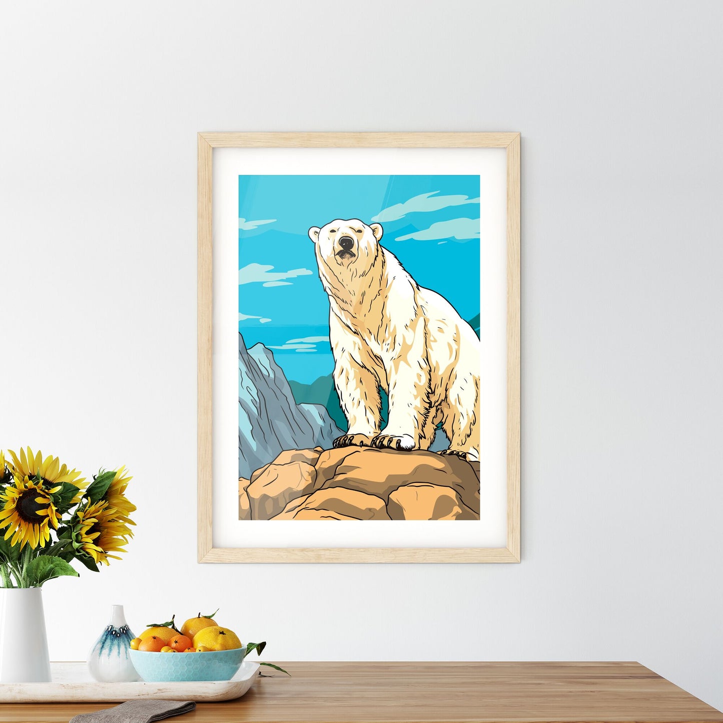 Polar Bear On The Canadian Arctic Tundra - A Polar Bear Standing On A Rock Default Title