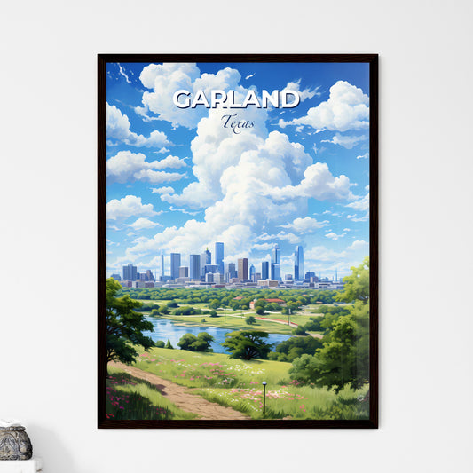 Garland Texas Skyline - A Landscape Of A City With A River And Trees - Customizable Travel Gift Default Title