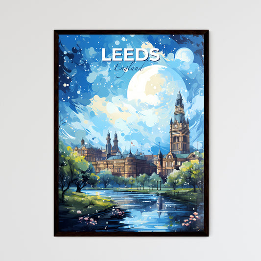 Leeds England Skyline - A Castle With A Large Clock Tower And Trees - Customizable Travel Gift Default Title