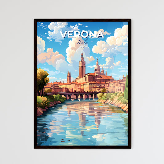 Verona Italy Skyline - A River With A Bridge And A City In The Background - Customizable Travel Gift Default Title