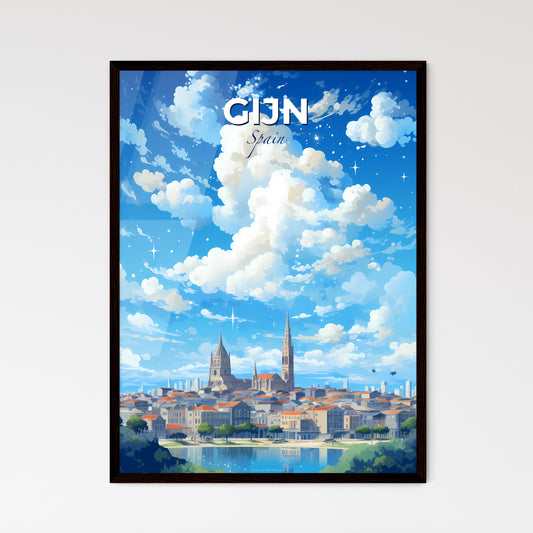 Gijn Spain Skyline - A City With A Large Building And A Large Tower - Customizable Travel Gift Default Title
