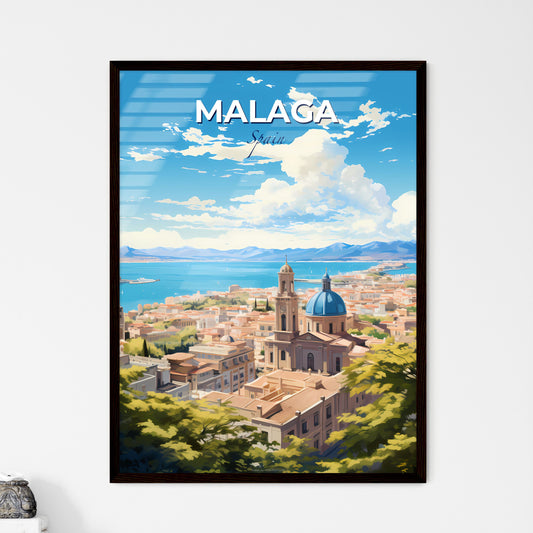 Mlaga Spain Skyline - A City With A Blue Dome And A Body Of Water - Customizable Travel Gift Default Title