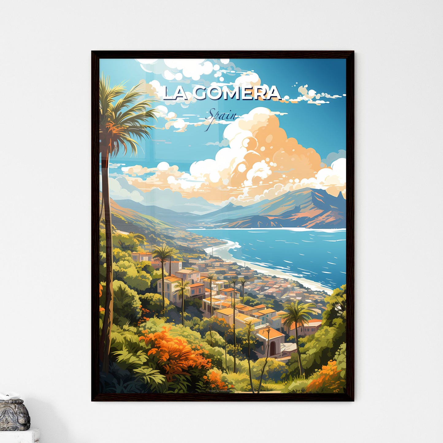 La Gomera Spain Skyline - A Landscape Of A Town By The Water - Customizable Travel Gift Default Title