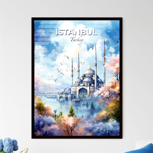 Istanbul Turkey Skyline - A Painting Of A Building With Towers And A River And Birds Flying - Customizable Travel Gift Default Title
