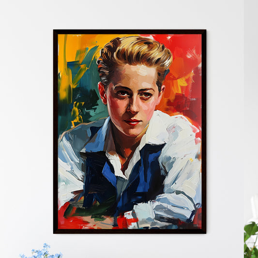 A Poster of Phyllis Dietrichson Portrait with colorful Background - A Painting Of A Boy Default Title
