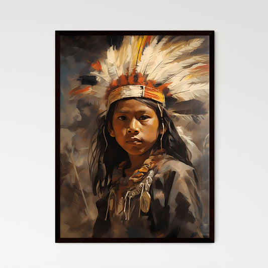 A Poster of indigenous child portrait cinematic light - A Child Wearing A Feathered Headdress Default Title