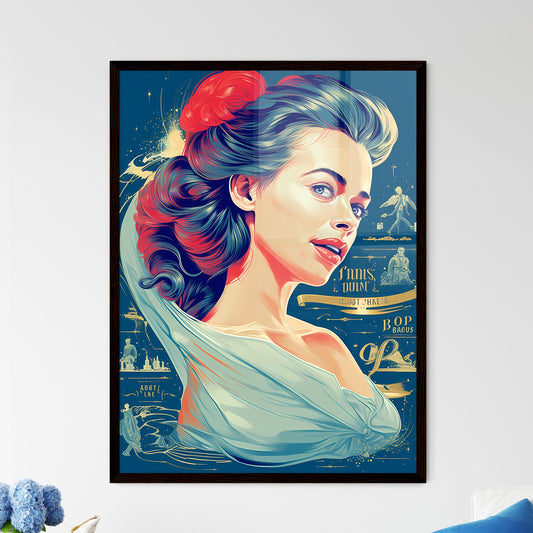 A Poster of Cinderella running in her chic - A Woman With Blue Hair And A Blue Background Default Title