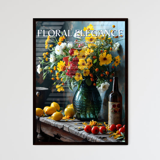 A Poster of impressionistic still life - A Vase Of Flowers And A Bottle Of Wine Default Title