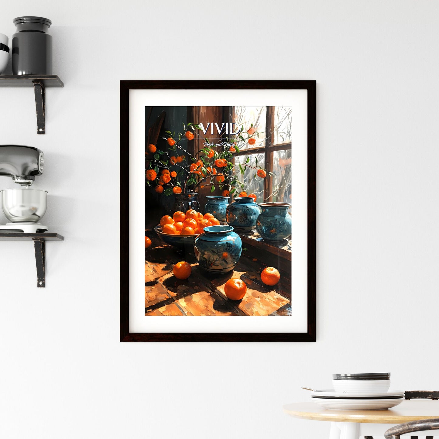 A Poster of impressionistic still life - A Vases And Oranges On A Window Sill Default Title