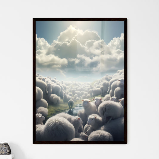 A Poster of un ciel avec des moutons qui tombent - A Group Of Sheep In A Field Default Title