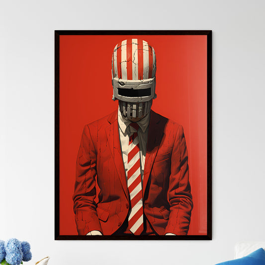 A Poster of halftone pattern found footage of the office horus - A Man In A Suit And Tie With A Mask On His Head Default Title