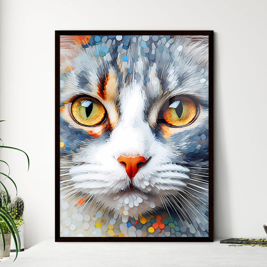 A Poster of A cat with one eye - A Close Up Of A Cat'S Face Default Title