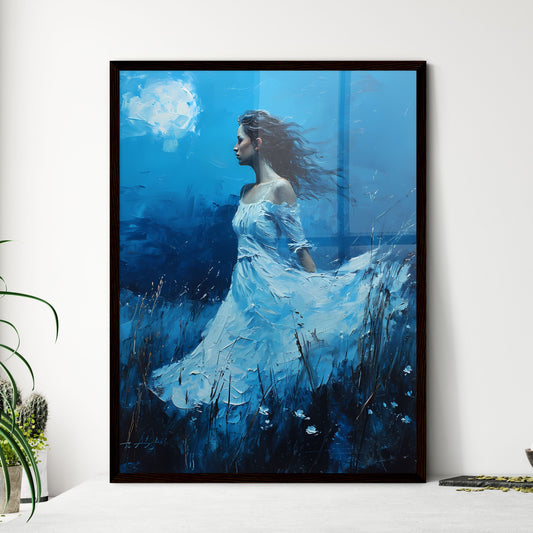 A Poster of a nocturne - A Woman In A White Dress In Water Default Title