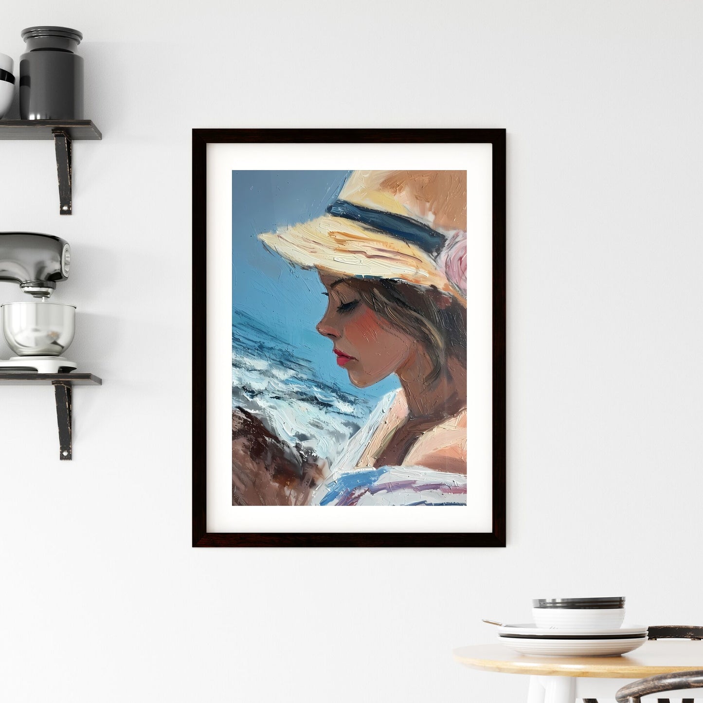 A Poster of pretty lady at the beach - A Woman In A Hat Default Title