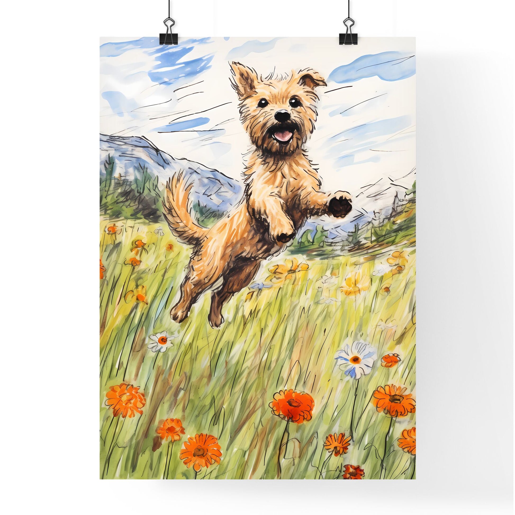 A Poster of funny dog jumping - A Dog Jumping In The Air Default Title