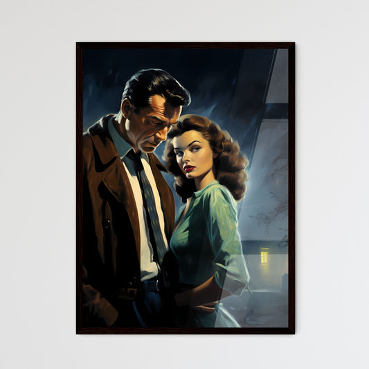 A Poster of 1940s pulp-noir style - A Man And Woman Looking At Each Other Default Title