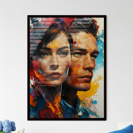 A Poster of Clyde Barrow and Bonnie Parker Portrait - A Painting Of A Man And Woman Default Title