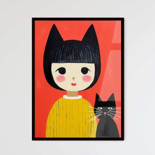 A Poster of the cat in the cat costume - A Cartoon Of A Girl And A Cat Default Title