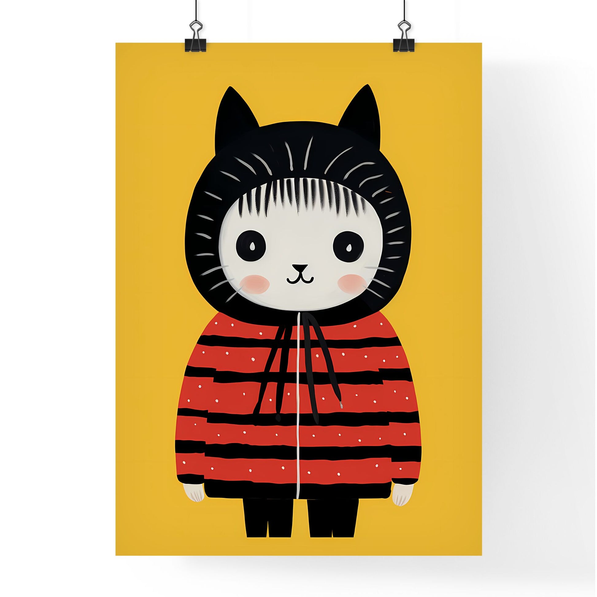 A Poster of the cat in the cat costume - A Cartoon Of A Cat Wearing A Hoodie Default Title