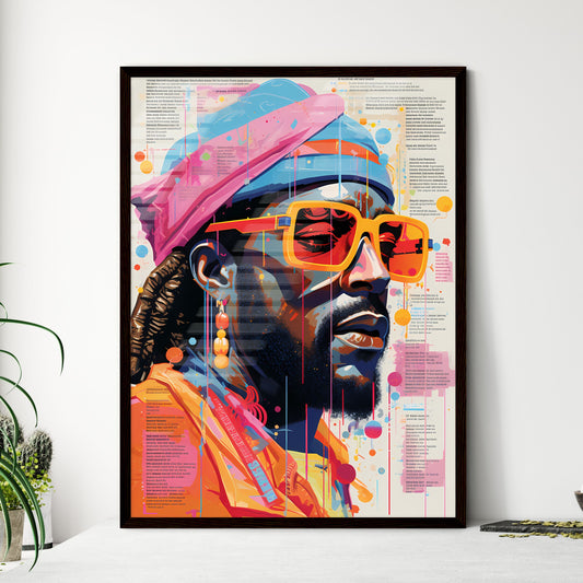 A Poster of illustration of 1979 rap song - A Man With Dreadlocks Wearing Sunglasses And A Pink Hat Default Title