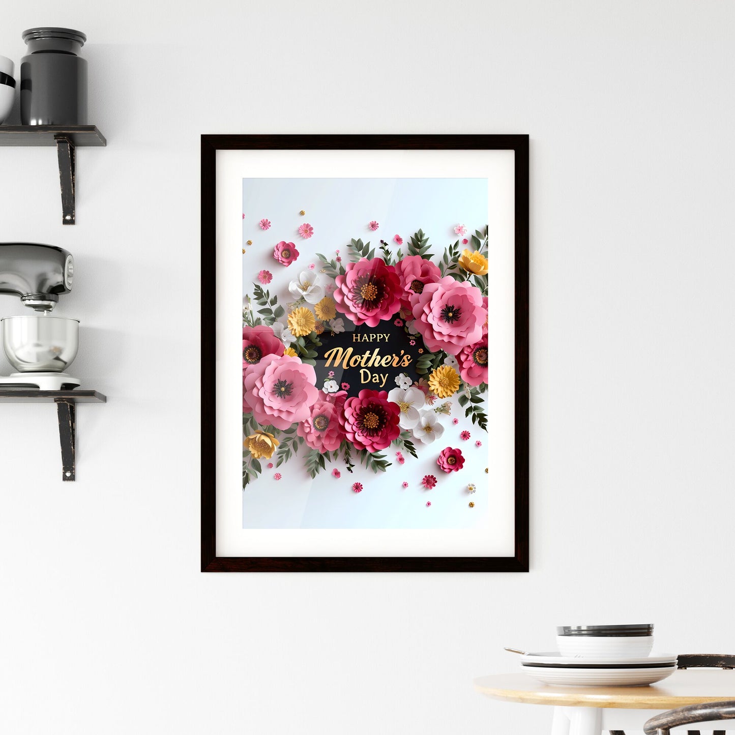 A Poster of happy mother's day - A Group Of Flowers And Leaves Default Title