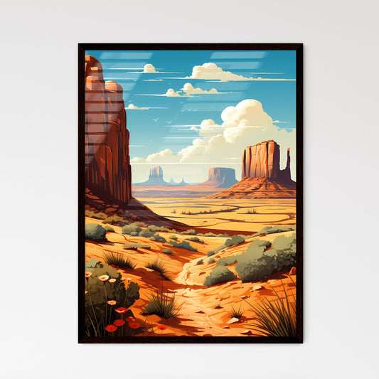 A Poster of Monument Valley Natinal Park - A Desert Landscape With Tall Rock Formations Default Title