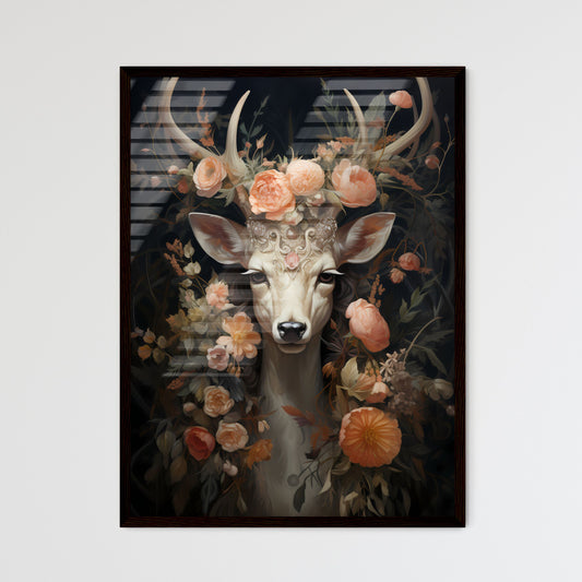 A Poster of deer art print - A Painting Of A Deer With Flowers Default Title