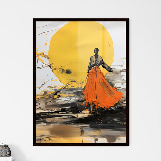 A Poster of a fashion shoot on saturn - A Woman In A Long Orange Skirt Default Title