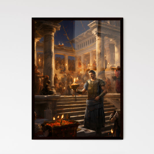 A Poster of A lavish and opulent scene - A Man In A Garment Holding A Bowl With A Torch Default Title