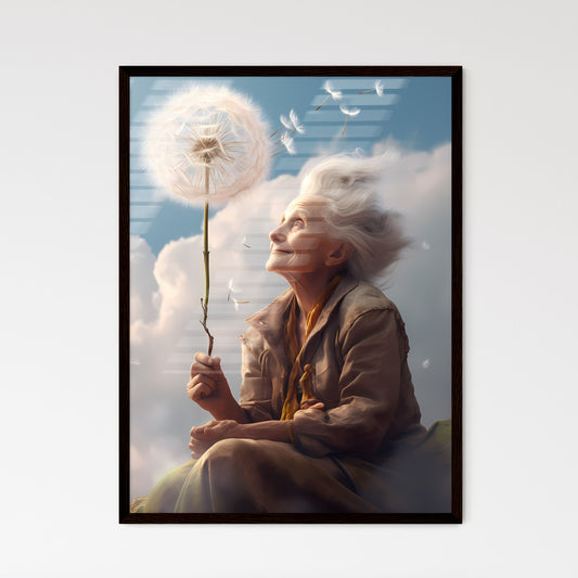 A Poster of an old woman with a dandelion - An Old Woman Holding A Dandelion Flower Default Title