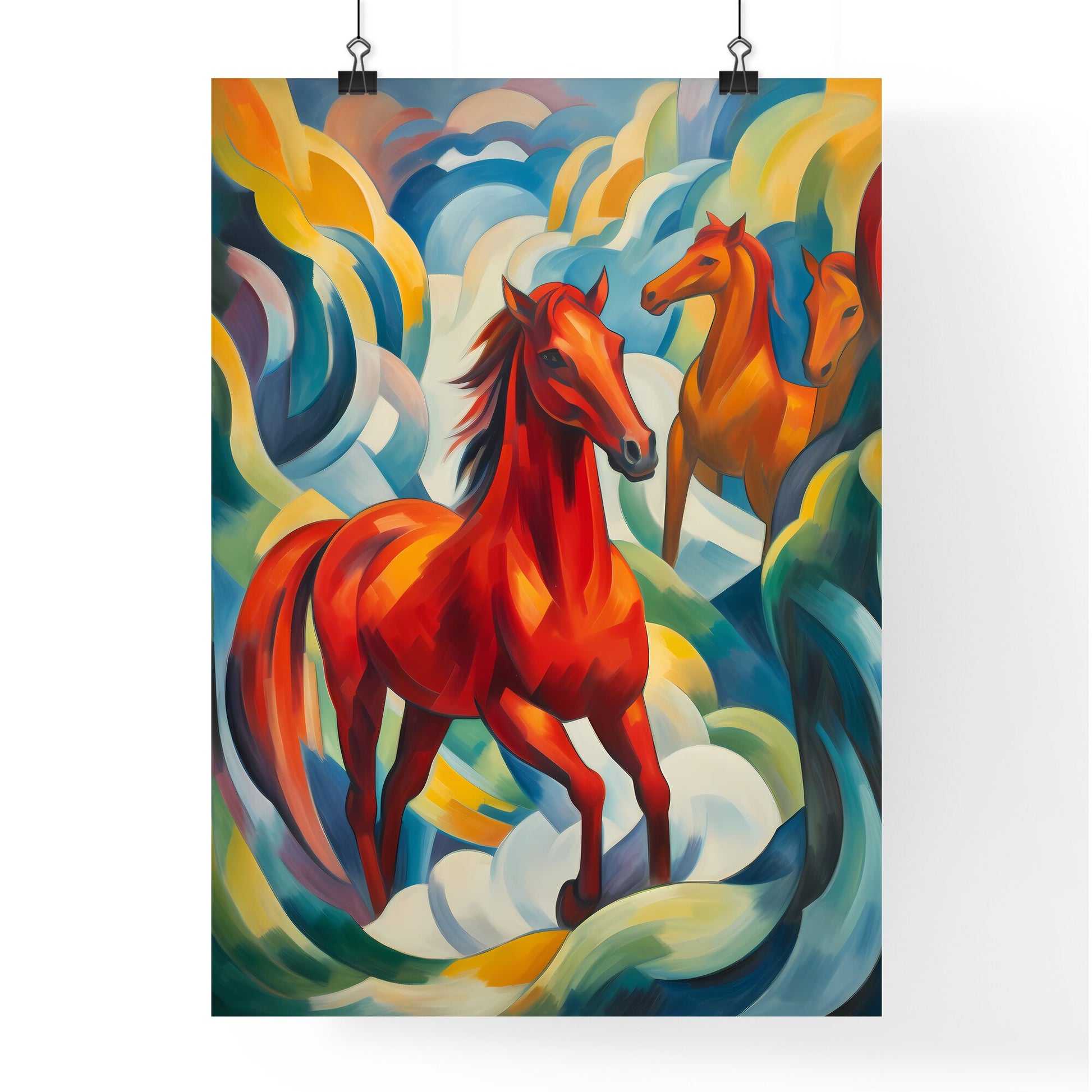 A Poster of if Franz Marc was a photographer - A Painting Of Horses In A Colorful Landscape Default Title