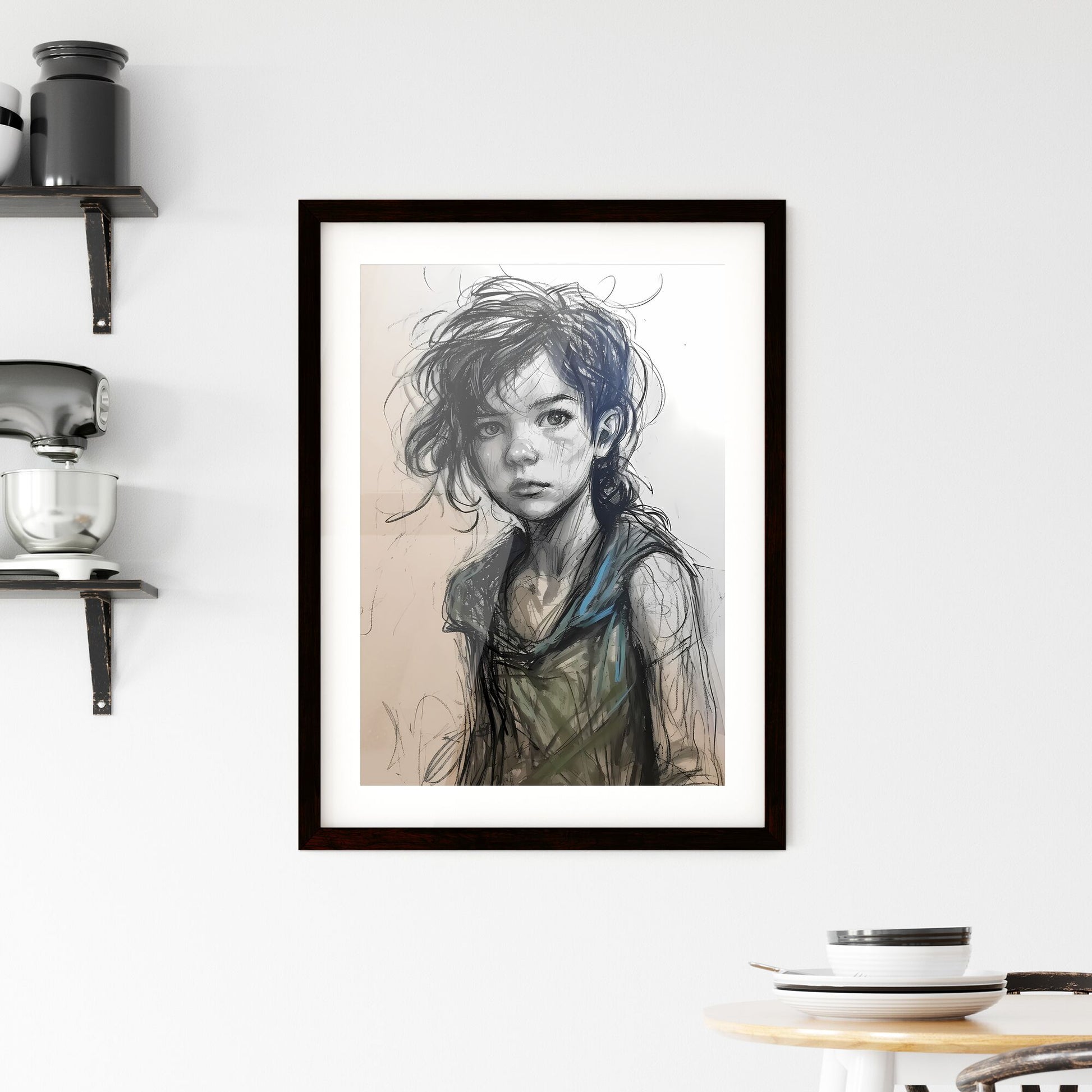 A Poster of scratchy art. child - A Drawing Of A Girl Default Title