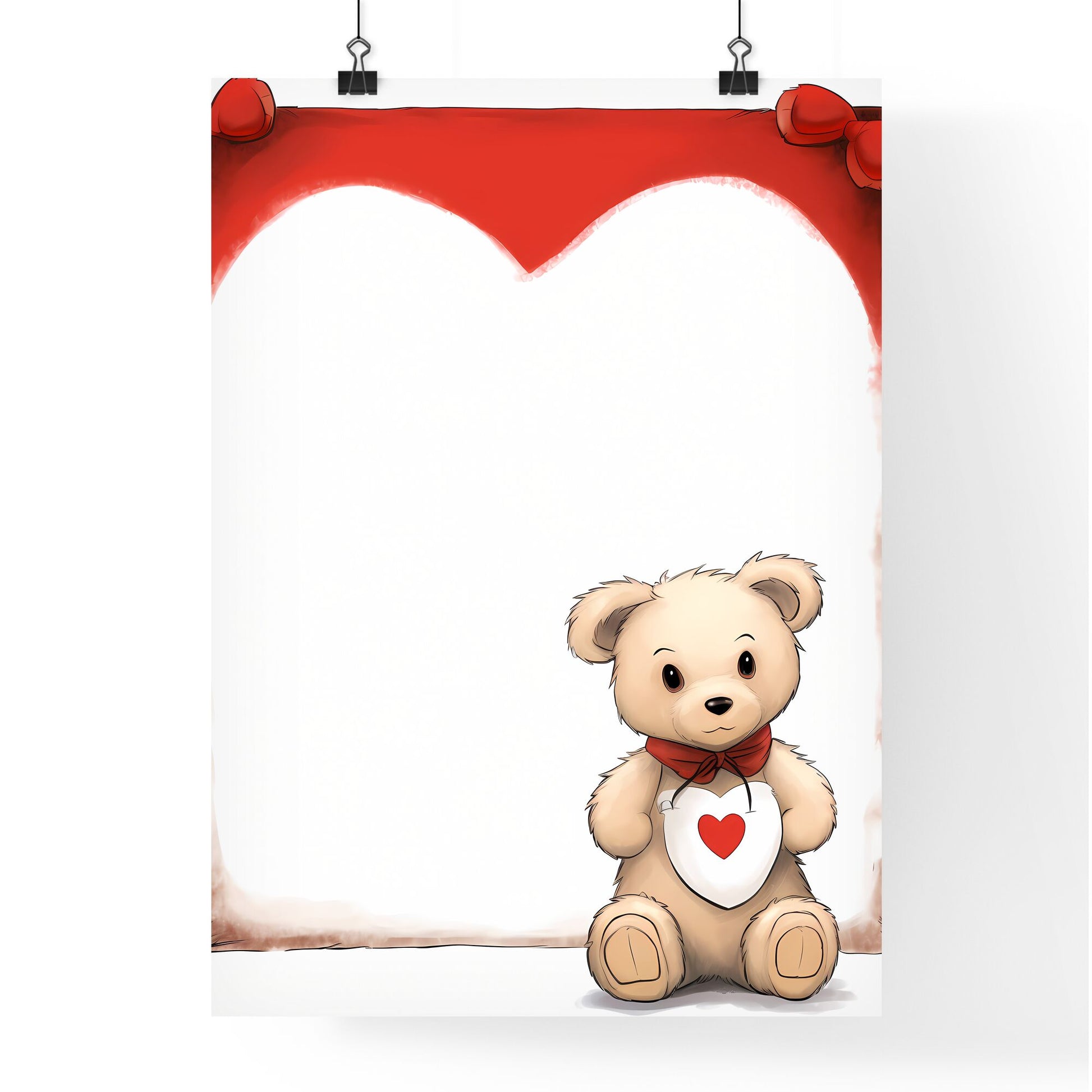 A Poster of Teddy Bear Holding a white banner - A Cartoon Of A Teddy Bear Default Title