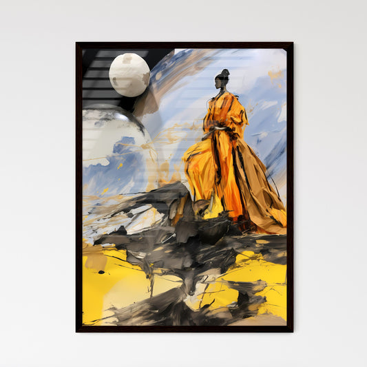 A Poster of a fashion shoot on saturn - A Woman In A Yellow Dress Default Title