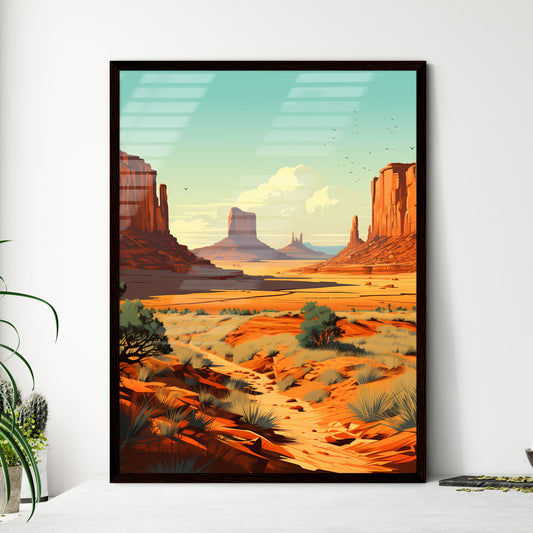A Poster of Monument Valley Natinal Park - A Landscape Of A Desert With Tall Rock Formations Default Title