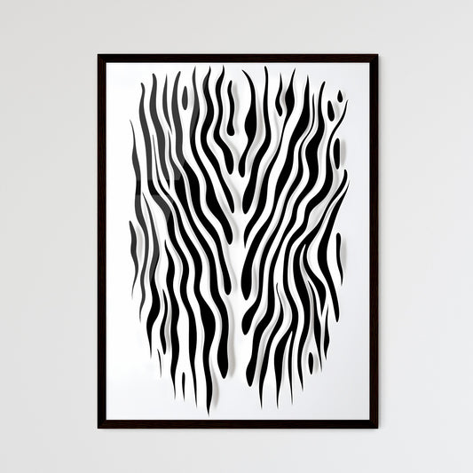 A Poster of linocut line art of a zebras stripes - A Black And White Zebra Print Default Title