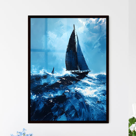 A Poster of Long Beach Art Sketch with clear blue Background - A Sailboat In The Sea Default Title