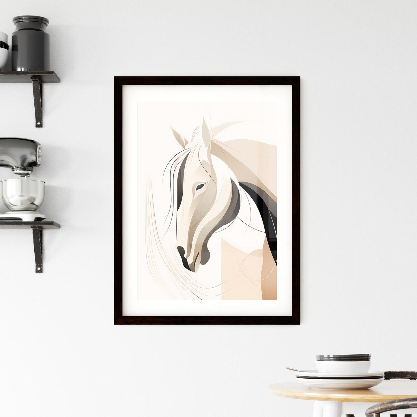 A Poster of Horse Line Drawing Line Style - A Horse With Long Mane Default Title