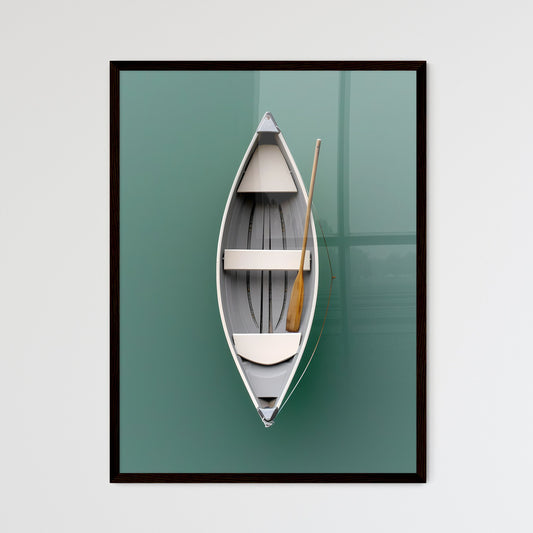 A Poster of flat lay of a retro fishing boat on a sea - A Boat With A Paddle Default Title