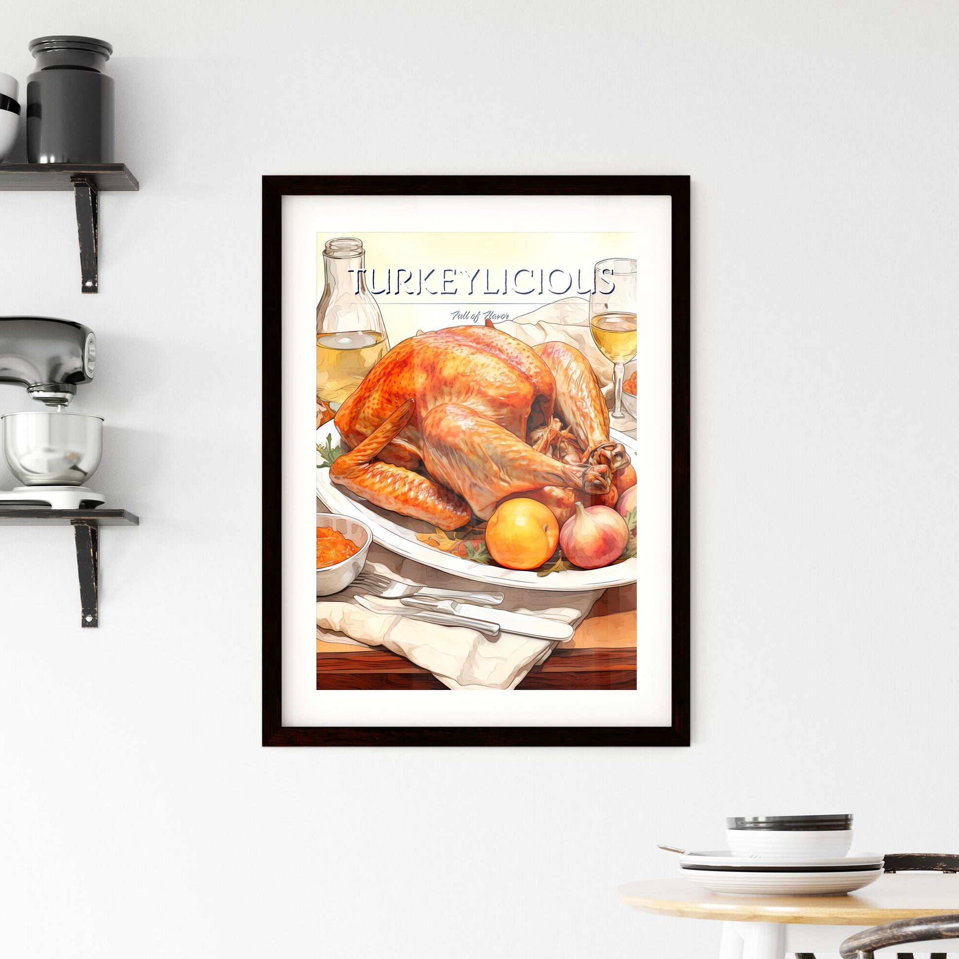 A Poster of Thanksgiving turkey - A Turkey On A Platter With Fruit And Sauces Default Title