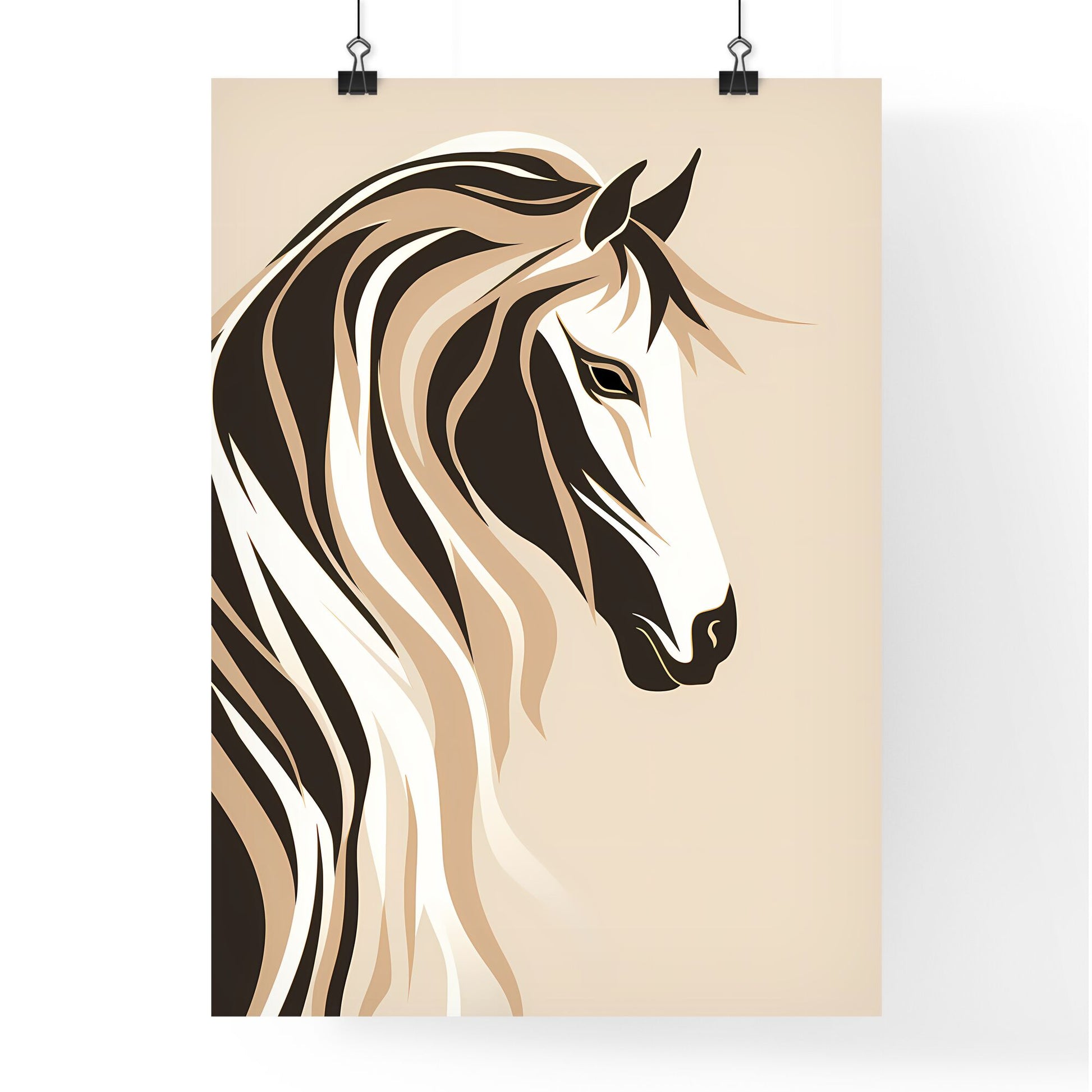 A Poster of Horse Line Drawing Line Style - A Horse With Long Mane Default Title