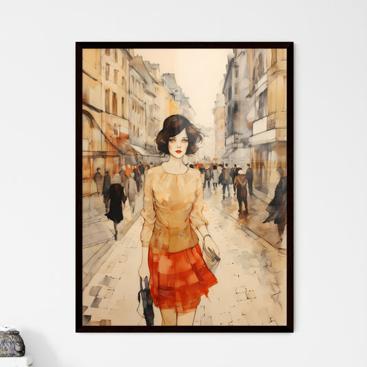 A Poster of art deco noveaux - A Woman Walking Down A Street Default Title