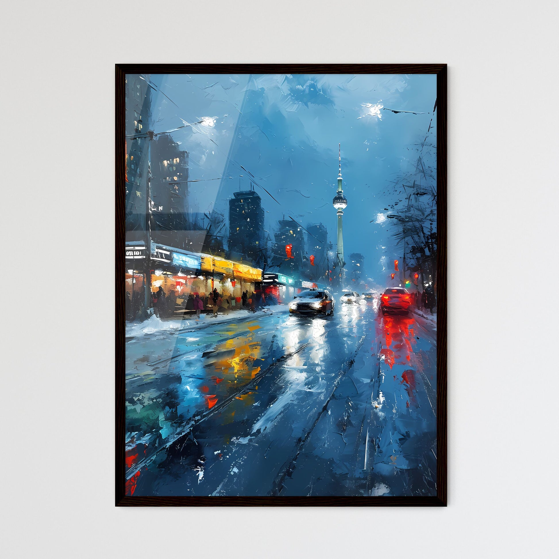 A Poster of Berlin Germany Skyline - A Street With Cars And Buildings In The Background Default Title