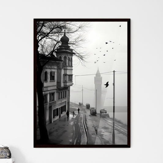 A Poster of Istanbul - A Street With Cars And A Tower In The Background Default Title