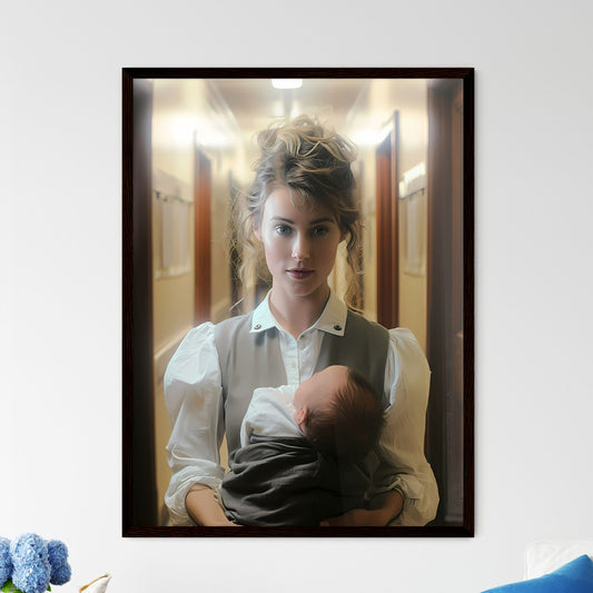 A Poster of woman holding a 1-month-old baby - A Woman Holding A Baby Default Title